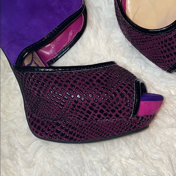 Rockabilly Jessica Simpson Purple & Pink Heels stilettos 8.5 Zip up the back - Picture 5 of 8